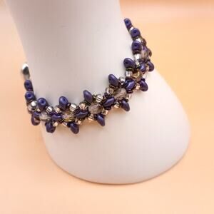 HANDMADE-Purple Star-crossed Bracelet 6¾"    Fairy Glam Cottage Artisan